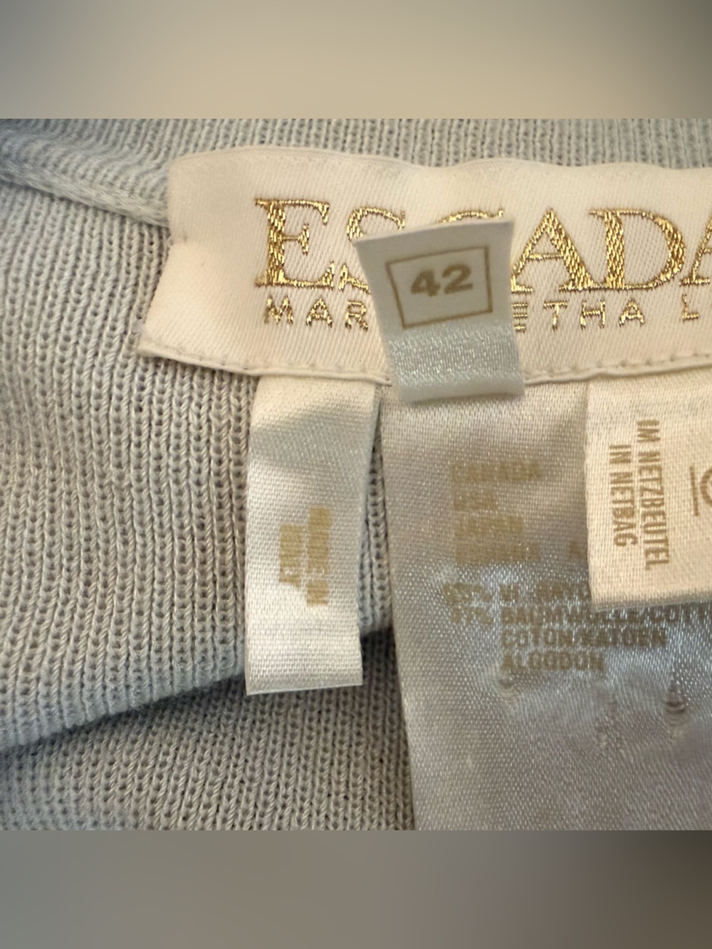 Escada Margaretha Ley Vintage Gray Buttoned Cardigan Large Silver Grommets Italy - Picture 15 of 16